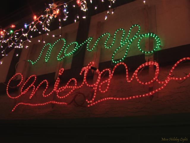 Close up on new Merry Christmas sign