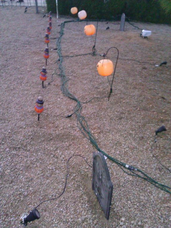 Daylight, pumpkins and electrical cords
